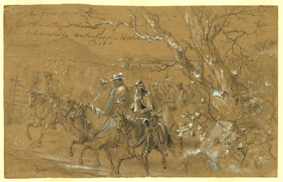 The first snow storm. Gen Pleasanton advancing from Orleans to Waterloo via Warrington, 6th Nov. LCCN2004661372