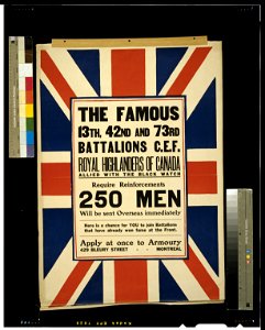 The famous 13th, 42nd, and 73rd battalions C.E.F. Royal Highlanders of Canada, allied with the Black Watch LCCN2005696914