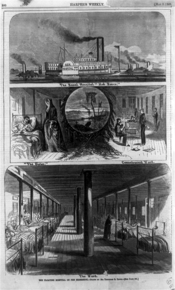 The floating hospital on the Mississippi - drawn by Mr. Theodore R. Davis. LCCN89711528