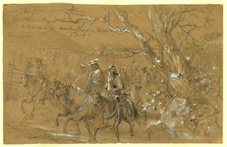 The first snow storm. Gen Pleasanton advancing from Orleans to Waterloo via Warrington, 6th Nov. LCCN2004661372
