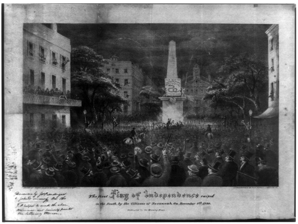 The first flag of independence raised in the South, by the citizens of Savannah, Ga. November 8th, 1860 LCCN2004665374