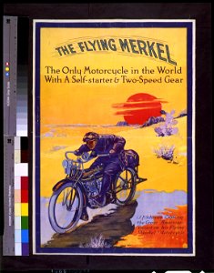 The flying Merkel ... J.P. Schantin crossing the great American desert on his flying Merkel motorcycle LCCN94508256