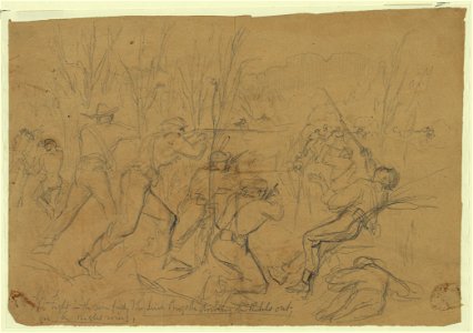 The fight in the cornfield; The Irish Brigade driving the rebels out, on the right wing LCCN2004661348