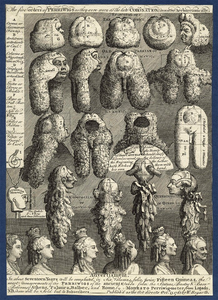 The Five Orders of Perriwigs by William Hogarth