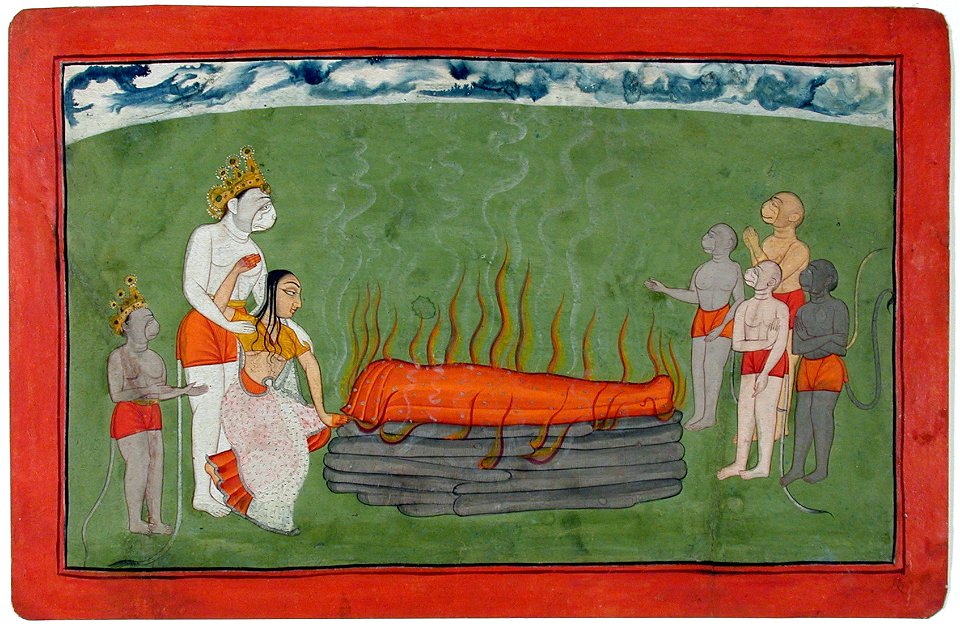 The funeral of Bali attended by Tara, Sugriva and Angada (6124580687)