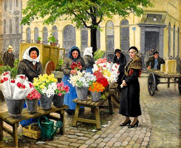 The flower market at Højbro Plads, Copenhagen by Paul Fischer