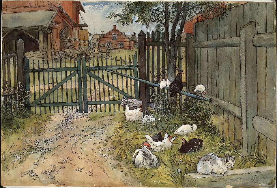 The Gate. From A Home (26 watercolours) (Carl Larsson) - Nationalmuseum - 24201