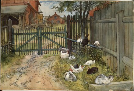 The Gate. From A Home (26 watercolours) (Carl Larsson) - Nationalmuseum - 24201