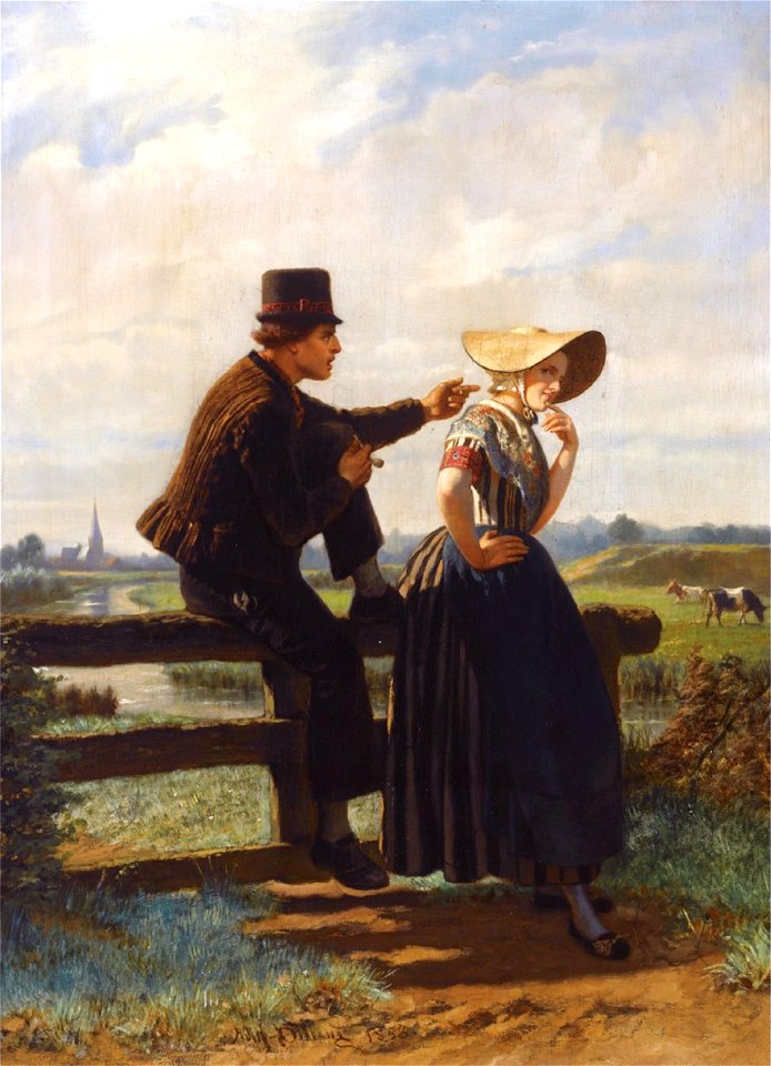 The flirtation by Adolf Alexander Dillens (1821-1877)