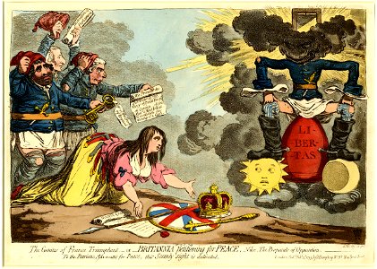 The genius of France triumphant, -or- Britannia petitioning for peace. -Vide, The Proposals of Opposition (BM 1851,0901.718)