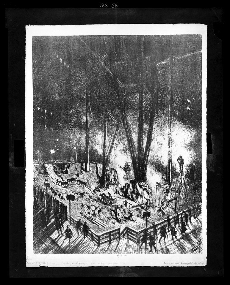 The foundations-Building a skyscraper 1910 - J. Pennell. LCCN2002722622