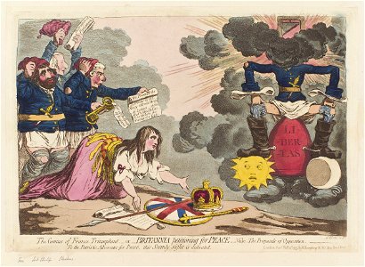 The genius of France triumphant, - or - Britannia petitioning for peace by James Gillray