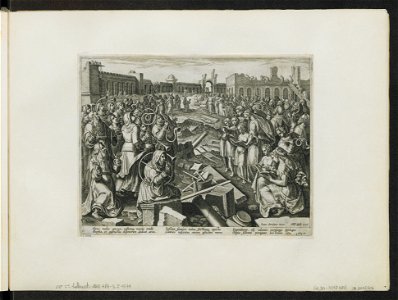 The Foundation of the Temple of the Lord Laid ca.1589 print by Stradanus, S.I 1544, Prints Department, Royal Library of Belgium
