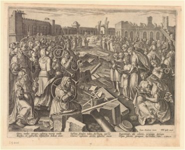 The Foundation of the Temple of the Lord Laid ca.1589 print by Stradanus, S.IV 2408, Prints Department, Royal Library of Belgium