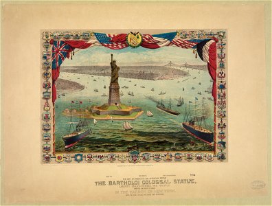 The gift of France to the American people, the Bartholdi colossal statue, Liberty enlightening the world - Shugg Brothers ; R. Schwarz, Des. LCCN97502754. Free illustration for personal and commercial use.