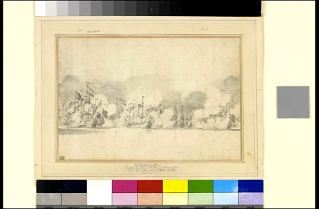 The Four Days’ Battle- the fleets engaged probably on the first day1-11 June 1666 RMG PW6851