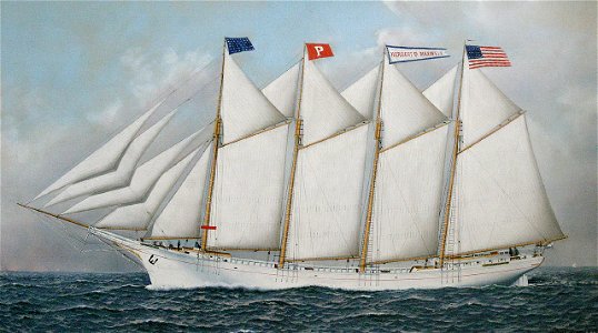 The Four Masted Schooner, Herbert D Maxwell, by Antonio Jacobsen 34746