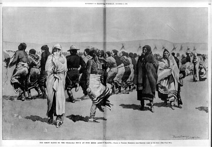 The Ghost dance by the Ogallala (sic) Sioux at Pine Ridge Agency ... Dakota - Frederic Remington, Pine Ridge, S. Dak. LCCN90707734