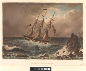 The French corvette 'Favorite' crossing the Kororareka Pass (New Zealand) RMG PW8049