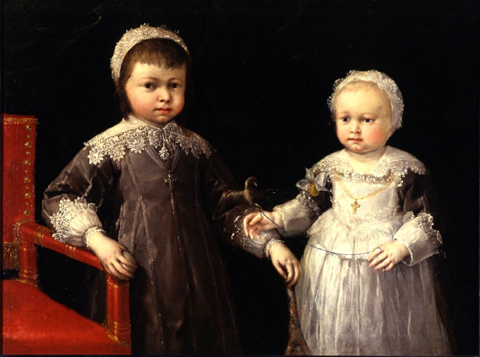 The future Carlo Emanuele II with his sister Margherita Yolanda of Savoy by Francesco del Cairo (1607-1665)