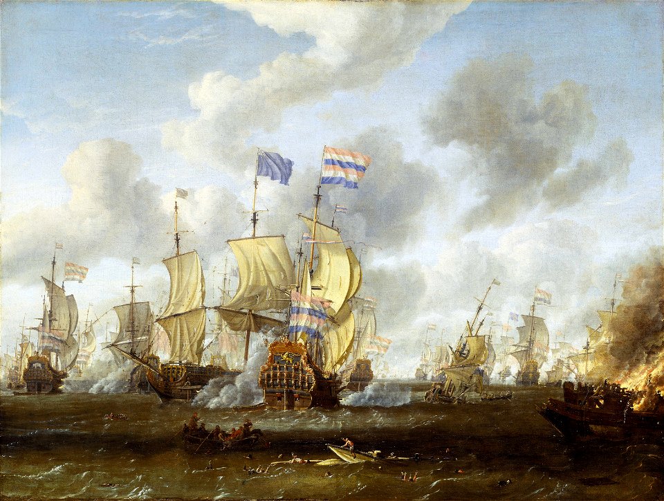 The Goulden Leeuw Engaging Royal Prince at the Battle of the Texel, 11 August 1673 RMG BHC0307