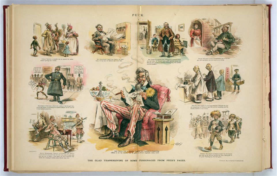 The glad Thanksgiving of some personages from Puck's pages - F. Opper. LCCN2012648678