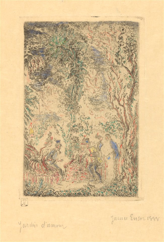 The Garden of Love, print by James Ensor, 1888, Prints Department, Royal Library of Belgium, S. V 76651