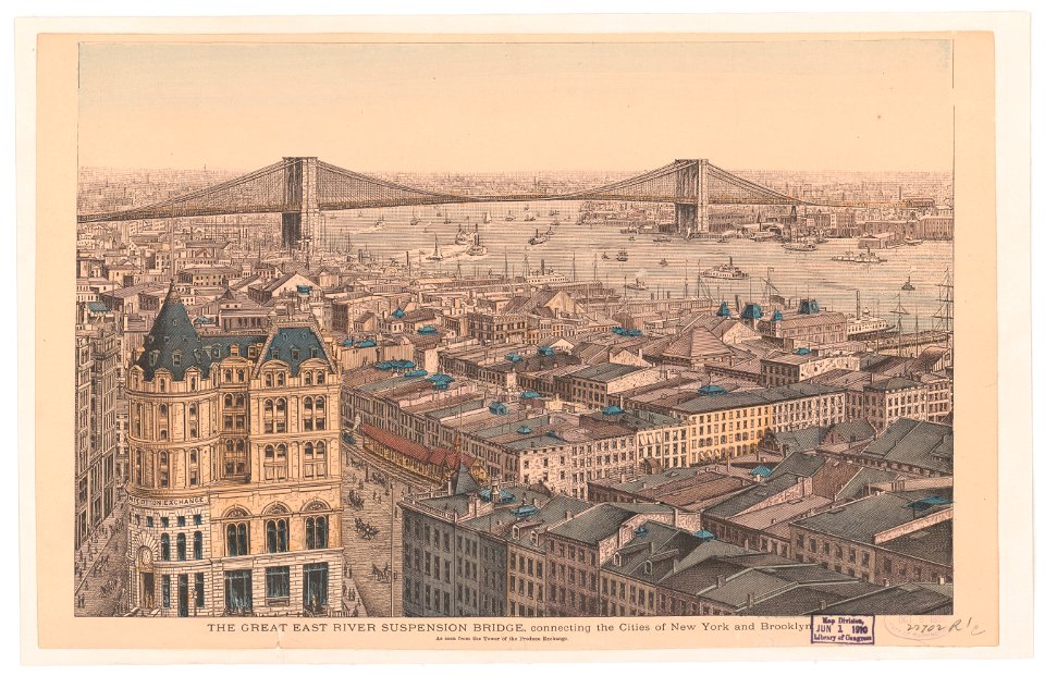 The great East River suspension bridge, connecting the cities of New York and Brooklyn LCCN2004665427