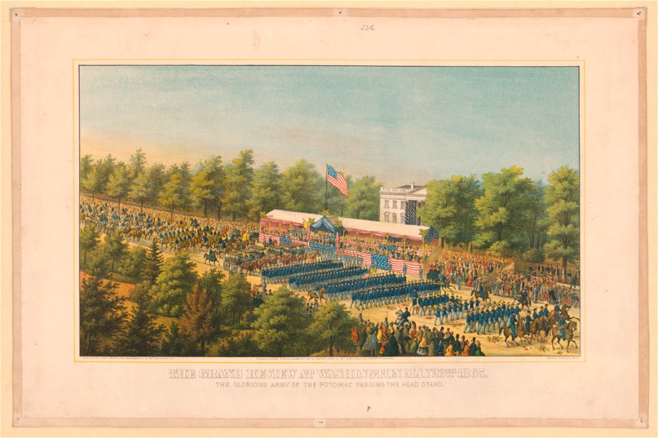 The grand review at Washington May 23th 1865 The glorious Army of the Potomac passing the head stand - - Lith. by E. Sachse & Co., Boston. LCCN93504421