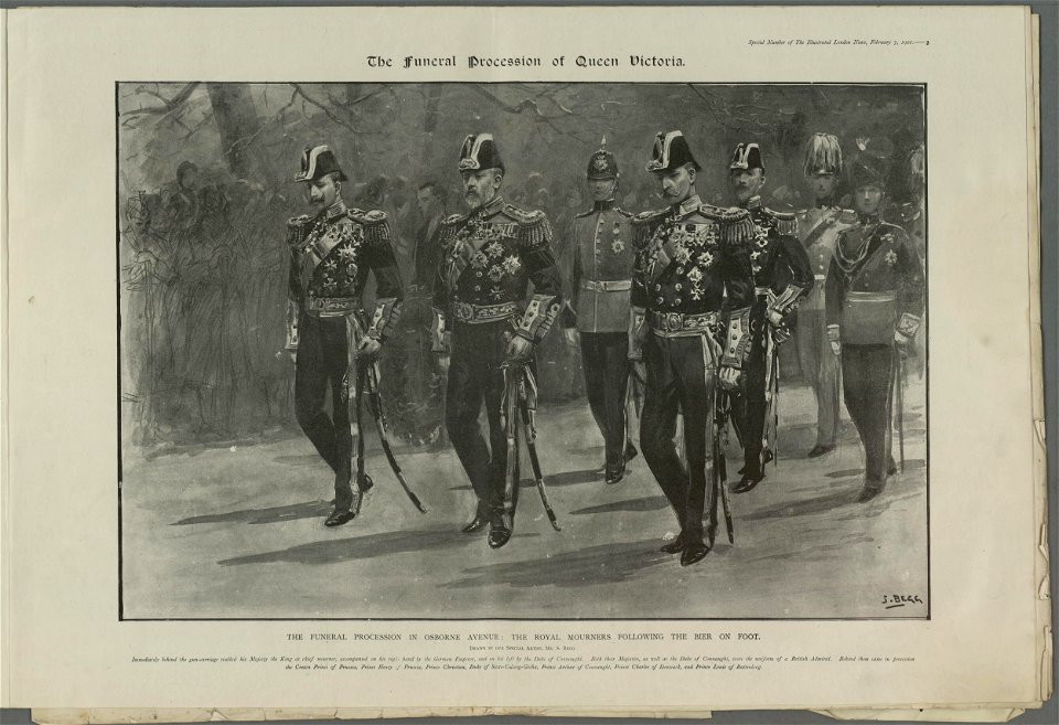 The funeral procession in Osborne Avenue the royal mourners following the bier on foot (5254880)