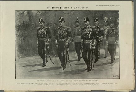 The funeral procession in Osborne Avenue the royal mourners following the bier on foot (5254880)