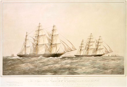 The Great China Race. The Clipper Ships Taeping and Ariel passing the Lizard Sept 6th 1866 on their homeward voyage from Foo-Chow-Foo RMG A7187
