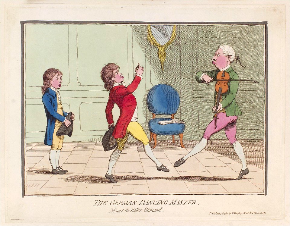 The German dancing master' (Jansen) by James Gillray