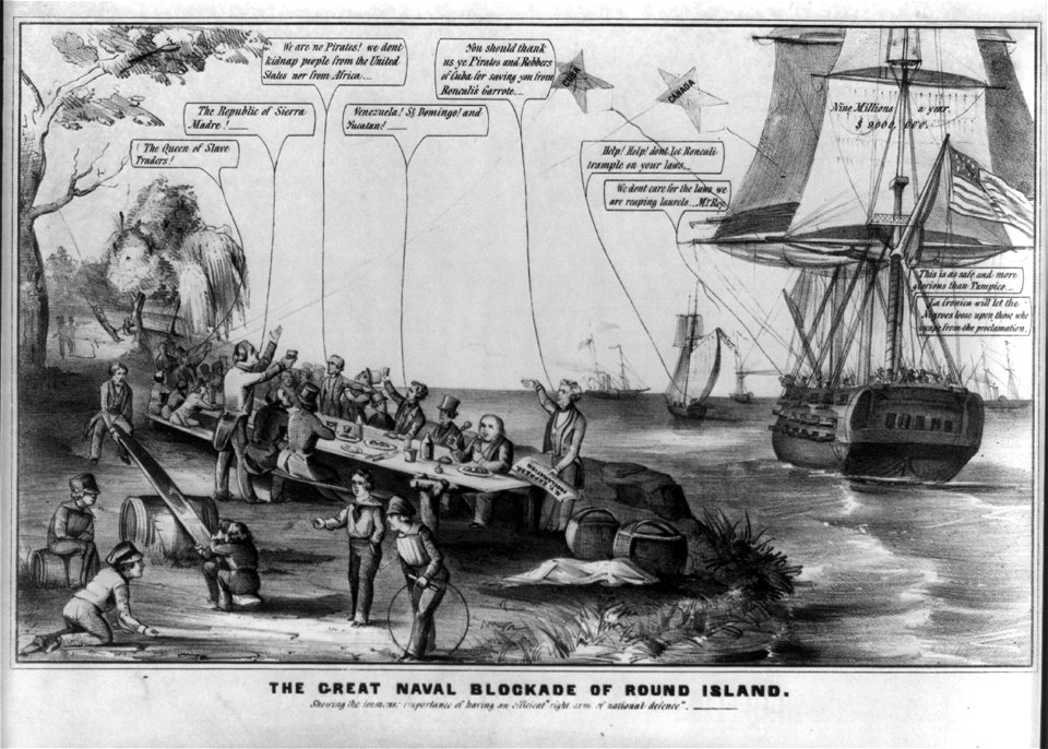 The great naval blockade of Round Island. Showing the immense importance of having an efficient right arm of the national defence LCCN2008661520