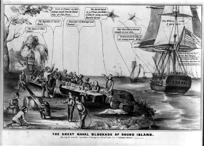 The great naval blockade of Round Island. Showing the immense importance of having an efficient right arm of the national defence LCCN2008661520