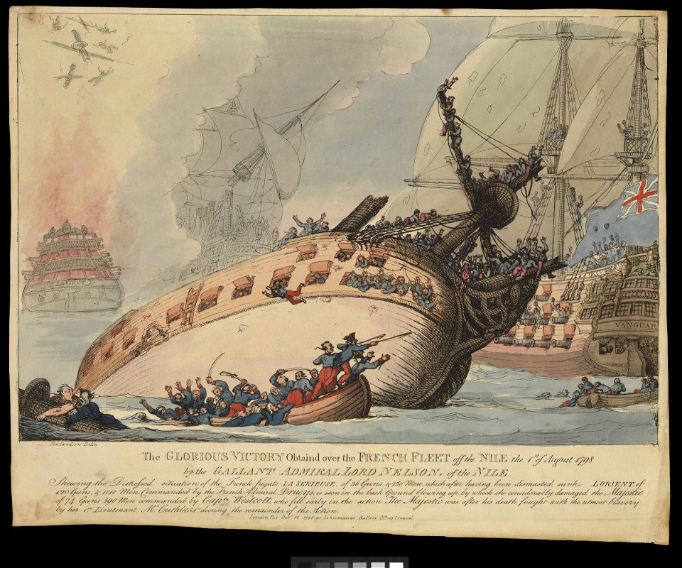 The Glorious Victory Obtaind over the French Fleet off the Nile the 1st of August 1798 by the Gallant Admiral Lord Nelson, of the Nile (caricature) RMG PW3863