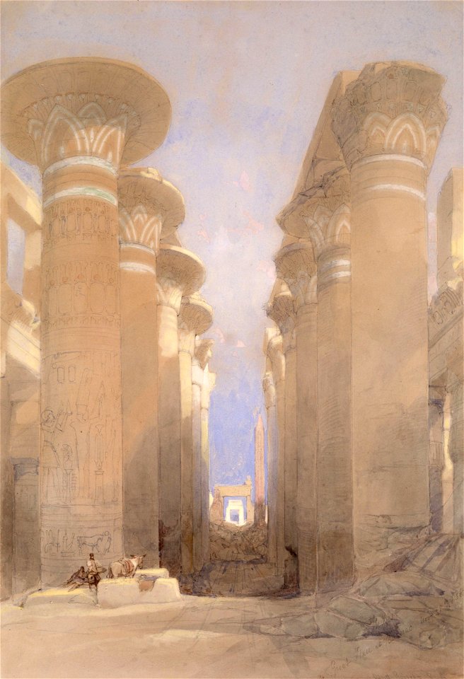 The Great Hall at Karnak) by David Roberts, RA. Free illustration for personal and commercial use.