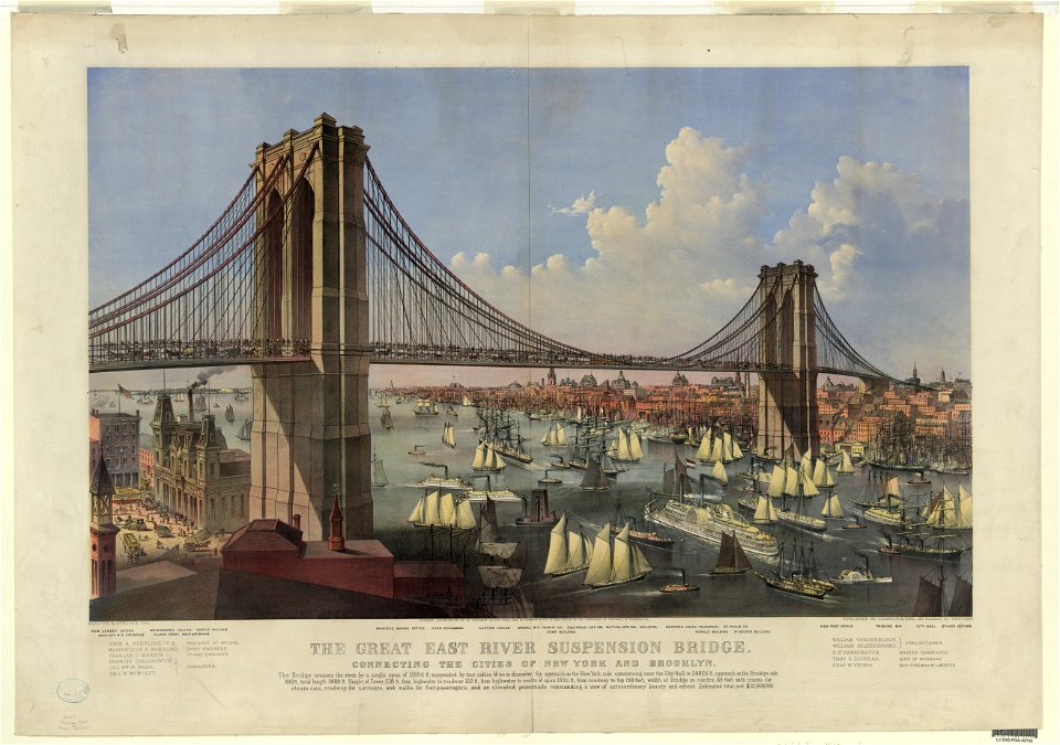 The great East River suspension bridge-Connecting the cities of New York and Brooklyn - Parsons & Atwater, del. LCCN96512348