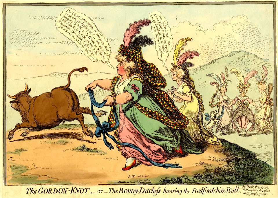 The Gordon-Knot,-or-the Bonny-Duchess hunting the Bedfordshire bull. (BM 1868,0808.6621)