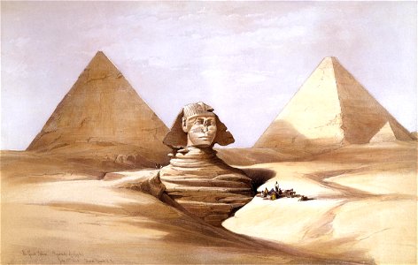 The Great Sphinx, Pyramids of Gizeh-1839) by David Roberts, RA