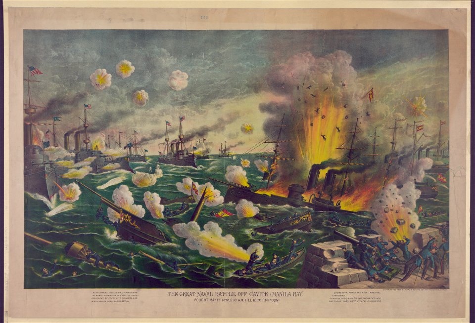 The great naval battle off Cavite (Manila Bay), fought May 1st, 1898, 5-30 A.M. till 12-50 P.M. (noon) LCCN98504764