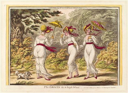 The graces in a high wind by James Gillray. Free illustration for personal and commercial use.