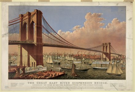 The great East River suspension bridge- connecting the cities of New York & Brooklyn From New York looking south-east. LCCN2001704259