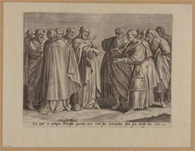 The great commandment 1585 print by Ambrosius Francken I, S.I 1067, Prints Department, Royal Library of Belgium