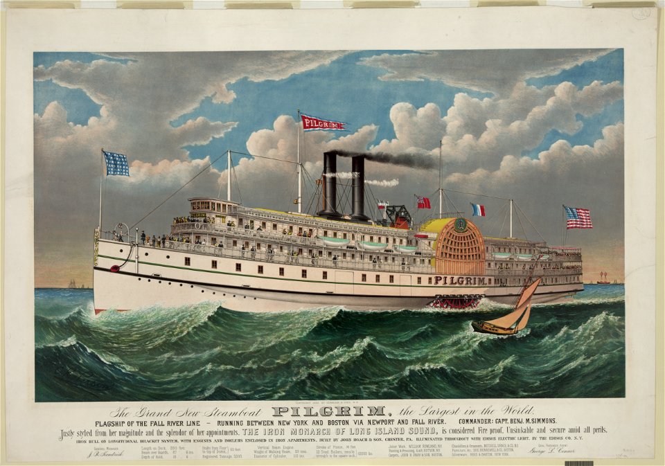 The grand new steamboat Pilgrim- the largest in the world- flagship of the Fall River line - running between New York and Boston via New port and Fall River - commander- Capt. Benj. M. LCCN2001702124