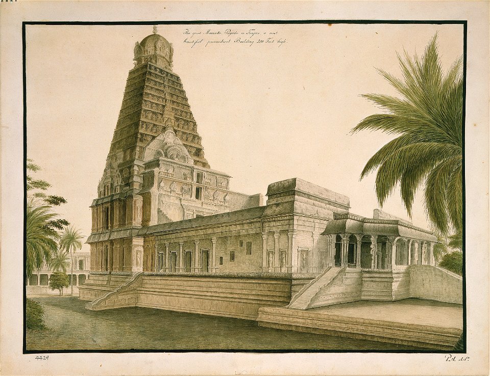 The great Marratta Pagoda in Tanjore - Peter Anker (1744–1832) - Kulturhistorisk museum, UiO - UEM4429