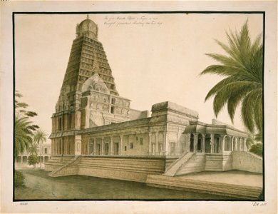 The great Marratta Pagoda in Tanjore - Peter Anker (1744–1832) - Kulturhistorisk museum, UiO - UEM4429