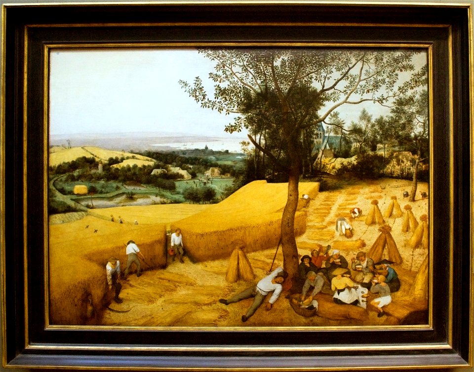 The Harvesters, painting by Brugel, with frame