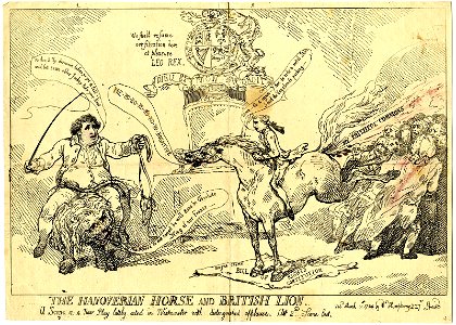 The Hanoverian horse and British lion. (BM J,3.77)