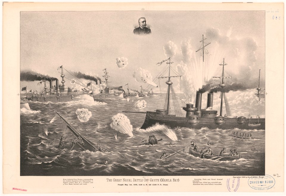 The great naval battle off Gavite (Manila) fought May 1st, 1898, 5-30 A.M. till 12-50 P.M. (noon) LCCN2003656888